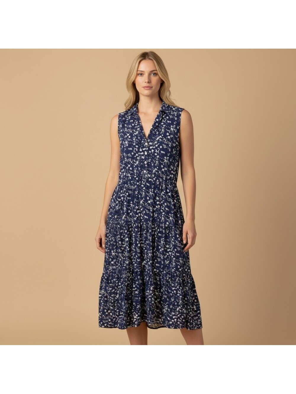 Jane And Delancey Shirt Dress Women S Small Blue Floral Midi Collared Button